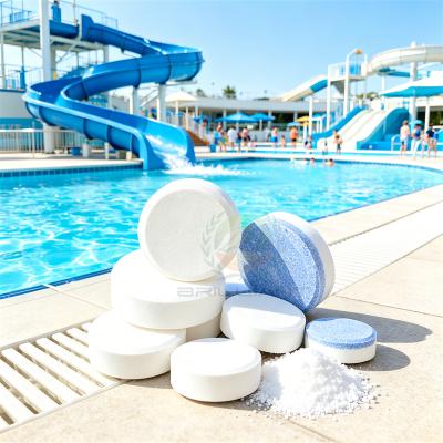 90% Chlorine Multifunctional Tablet TCCA For Swimming Water Park Outdoor Pool Algaecide